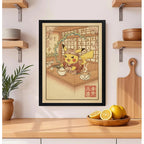 Cuadro Pikachu Cafe Barista Cocina Arte Japon Pokemon Anime Marco Negro