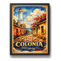 Cuadro Colonia Del Sacramento Casco Histórico Retro Uruguay Marco Negro