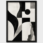 Cuadro Living Dormitorio Abstracto Blanco Negro Geometrico B Marco Negro