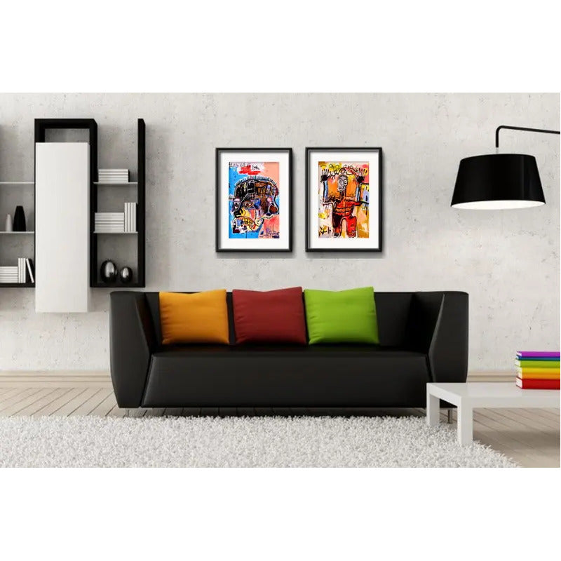Set 2 Cuadros Basquiat Arte Urbano Decoración Con Paspartu