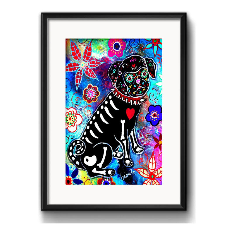 Cuadro Gato Perro Calavera Mexicana Decoracion Con Paspartú