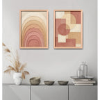 Set 2 Cuadros Boho Arte Abstracto Tonos Tierra Decora Living Marco Marrón Claro