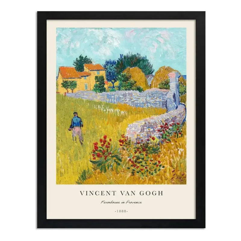 Set 2 Cuadros Living Van Gogh Granja Provenza Casa Amarilla Negro