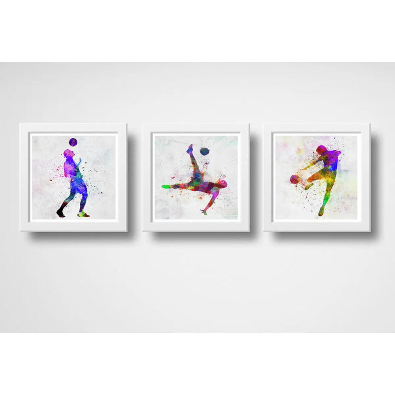 Set 3 Cuadros Futbol Pop Art Jugadores Deporte Decoracion