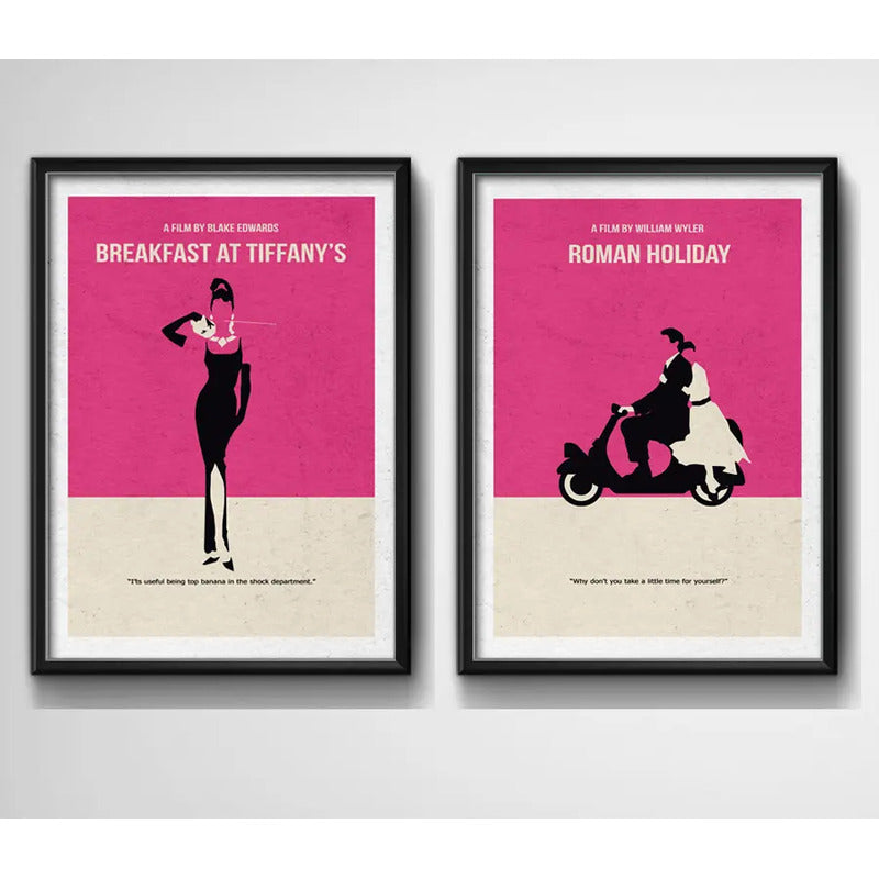 Set 2 Cuadros Audrey Hepburn Minimalista Pop Art Peliculas
