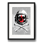 Cuadro Calavera Astronauta Arte Urbano Decoracion Paspartú Marco Negro