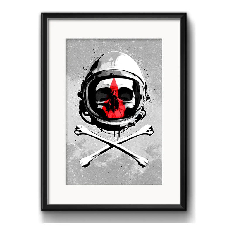 Cuadro Calavera Astronauta Arte Urbano Decoracion Paspartú Marco Negro