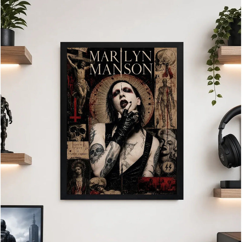 Cuadro Marilyn Manson Rock Metal Musica Album Decoracion Marco Negro