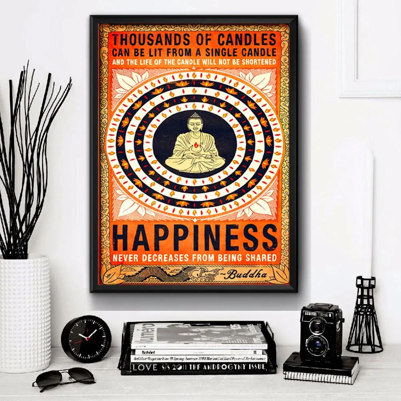 Cuadro Meditacion Buda Happiness Pop Art Zen Yoga Decoracion