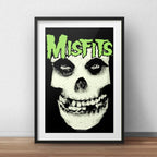 Cuadro Misfits Horror Punk Rock Calavera Arte Con Paspartú Marco Negro