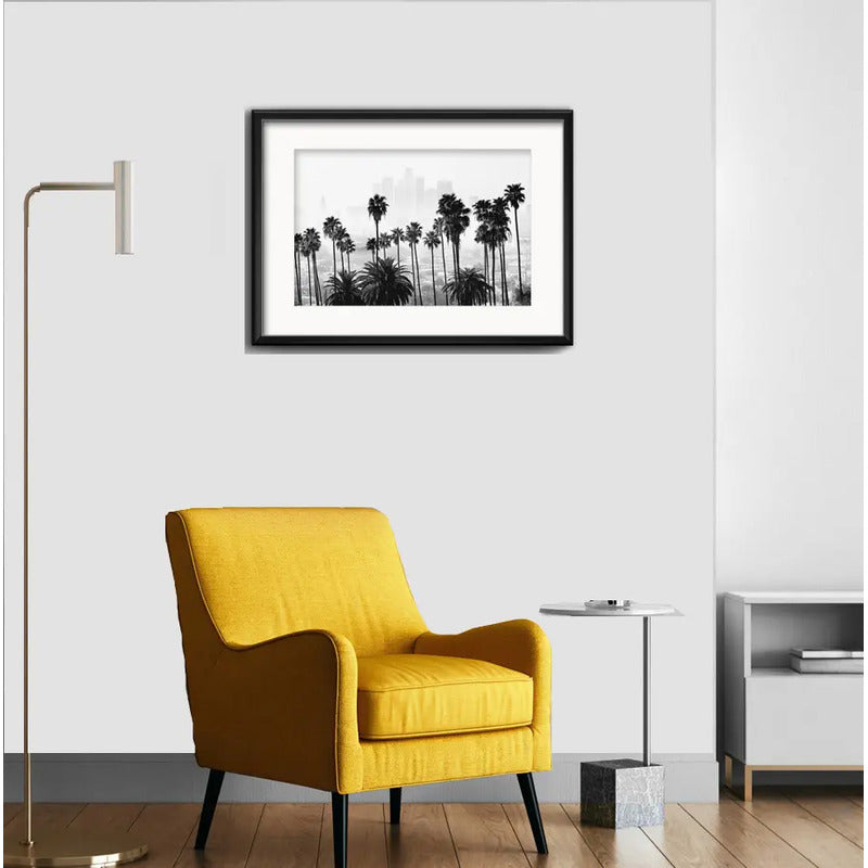 Cuadro Los Angeles En Blanco Y Negro 53x43cm Con Paspartú Marco Negro