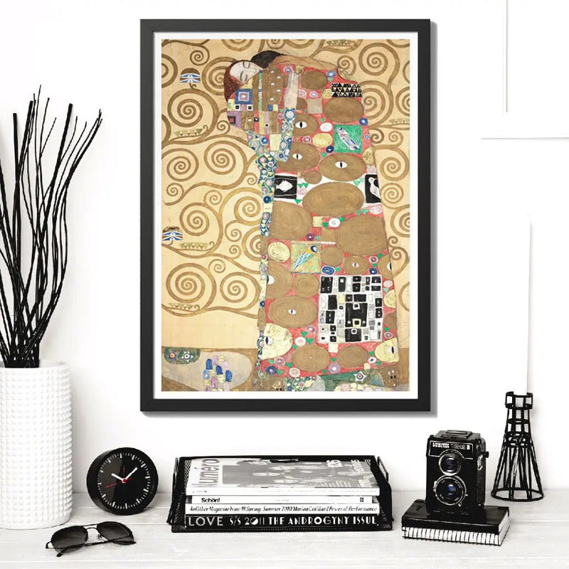 Cuadro Para Living Cocina Estudio Decoracion Moderna Nude Gustav Klimt Lovers Color Beige Con Marco Negro