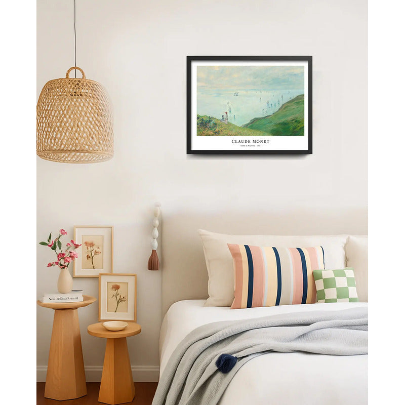 Cuadro Dormitorio Living Monet Acantilados En Pourville 1882 Marco Negro