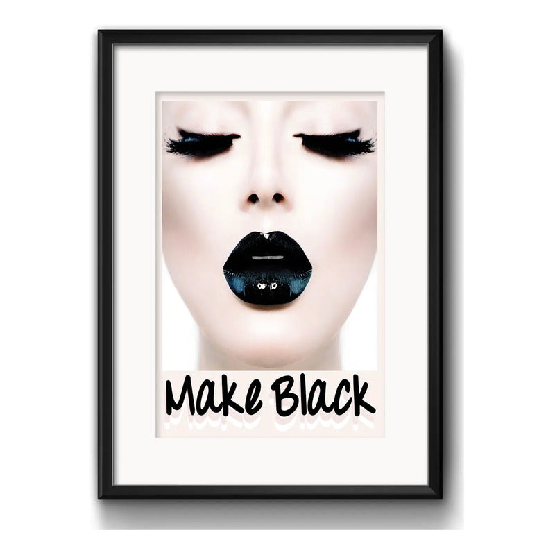 Cuadro Boca Fashion Maquillaje Labio Decoracion Con Paspartú