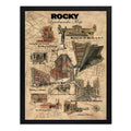 Cuadro Rocky Mapa Pelicula Balboa Stallone Boxe Decoracion Marco Negro