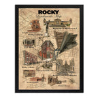 Cuadro Rocky Mapa Pelicula Balboa Stallone Boxe Decoracion Marco Negro