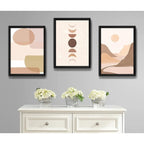 Set 3 Cuadros Boho Chic Zen Abstracto Arte Decoracion Boho Lunar Negro