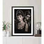 Cuadro Audrey Hepburn Tattoo Catrina Tatuaje Arte Retro Marco Negro