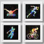 Set 4 Cuadros Natacion Bicicleta Handball Pop Art Deportes