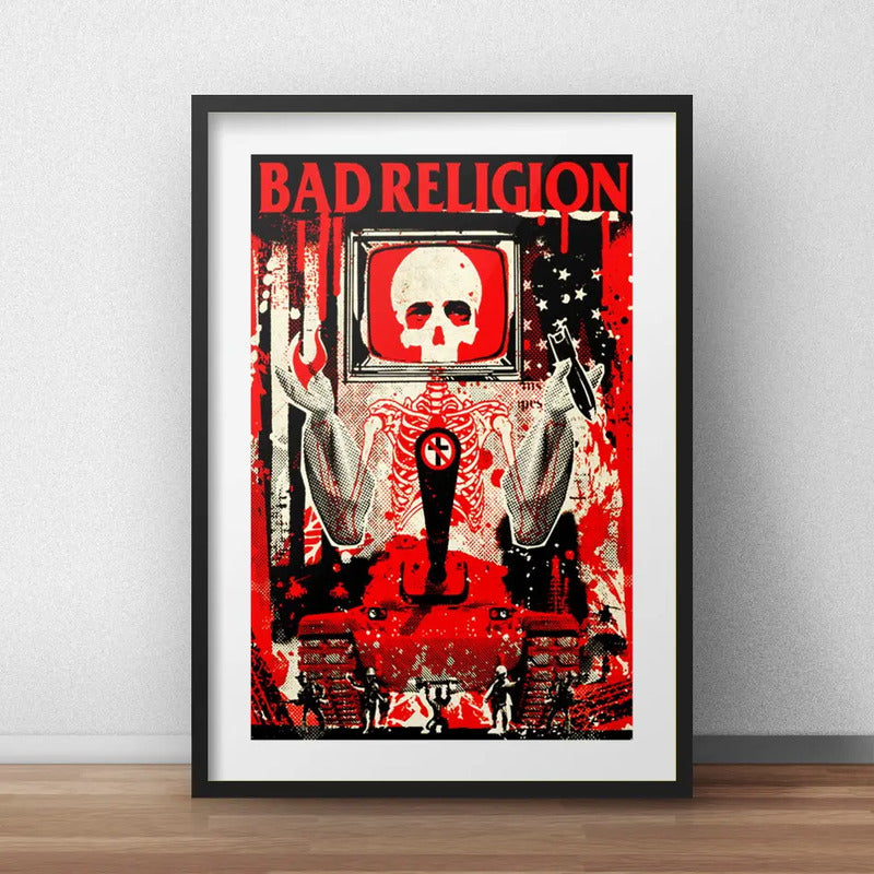 Cuadro Bad Religion Hardcore Punk Rock Decoracion C Paspartú Marco Negro