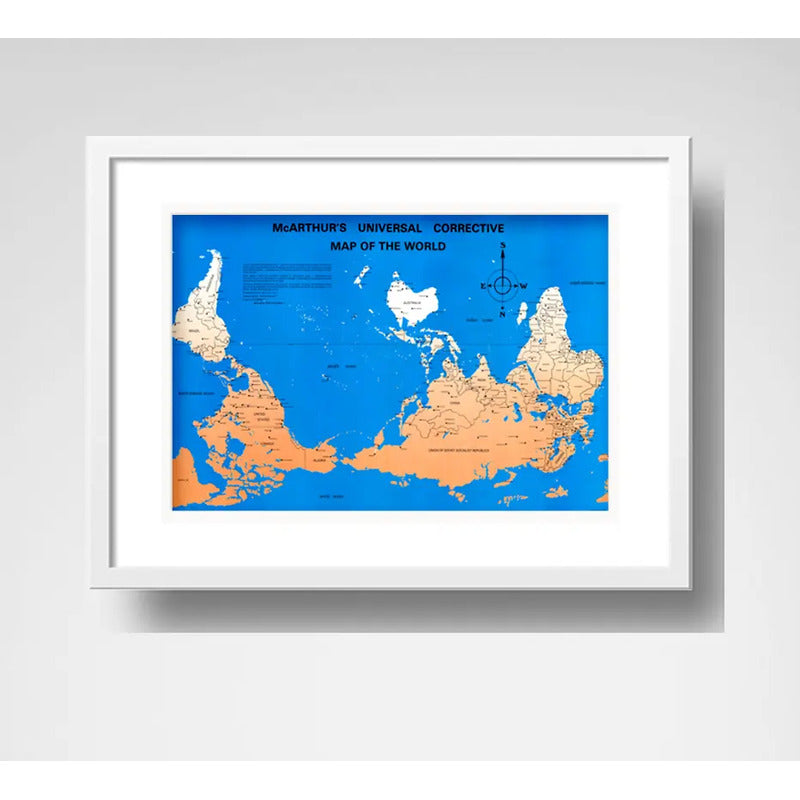 Cuadro Mapa Universal De Mcarthur Mapa Al Revés Con Paspartú
