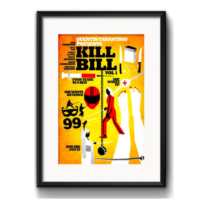 Cuadro Kill Bill Minimalista Pelicula Tarantino Con Paspartú Marco Negro