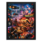 Cuadro Cyberpunk 2077 Night City Videojuego Playstation Game Marco Negro