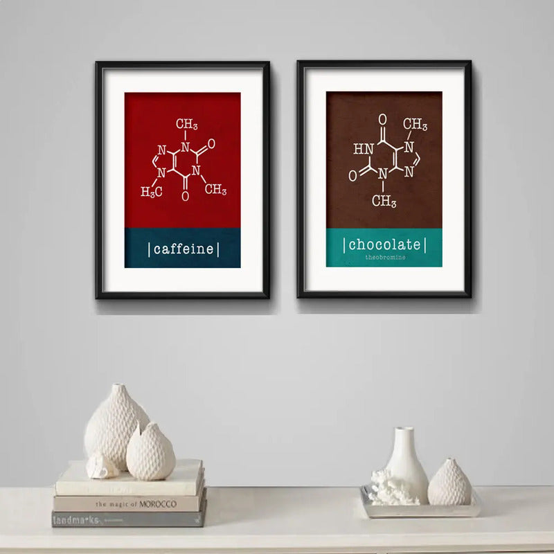 Set 2 Cuadros Formula Quimica Café Chocolate Cocina Paspartú