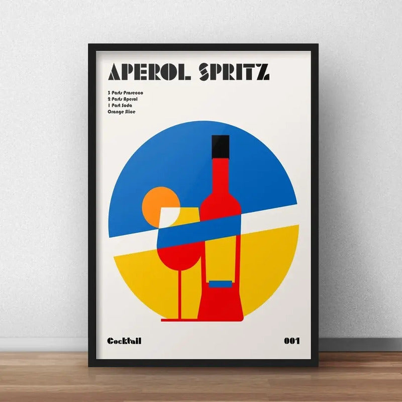 Cuadro Bauhaus Arte Cocktails Drinks Bebidas Receta Pub Bar Aperol Spritz Marco Negro