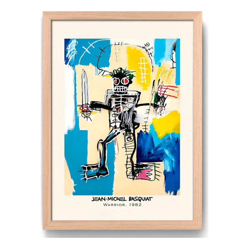 Cuadro Basquiat El Guerrero 1982 Arte Urbano Marco Oak Marco Marrón Claro