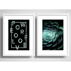Set 2 Cuadros Suculenta Love Frase Arte Decoracion Paspartú