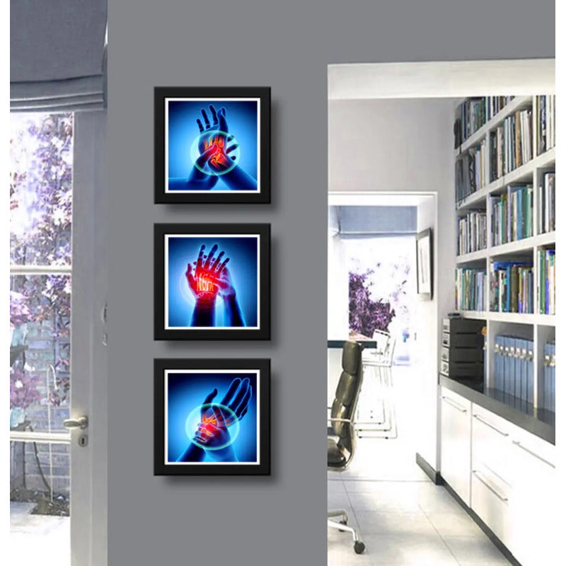 Set 3 Cuadros Ortopedia Manos Rayos X Cuerpo Humano Clinica