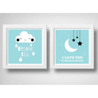 Set 2 Cuadros Dream Big Frase Luna Star Dormitorio Infantil