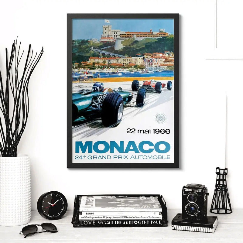 Cuadro Monaco Pista De Carrera Autodromo Formula 1 Retro Monaco 1966 Negro