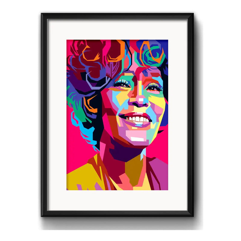 Cuadro Whitney Houston Pop Art Musica Decoracion C/ Paspartú Marco Negro