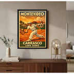 Cuadro Tenis Montevideo Carrasco Retro Deporte Decoracion Marco Negro