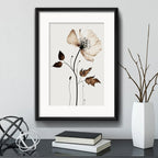 Cuadro Flores Hojas Secas Botanica Decoracion Con Paspartú Flor De Cafe The Coffee Flower Con Marco Negro