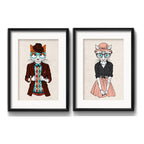 Set 2 Cuadros Pareja Gatos Hipster Pet Mascota Arte Paspartu