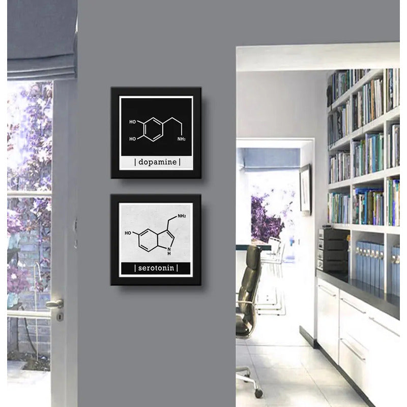 Set 2 Cuadros Formula Quimica Dopamina Serotonina Decoracion