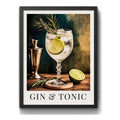 Cuadro Gin & Tonic Drink Cóctel Bebida Cocina Bar Pub Marco Negro