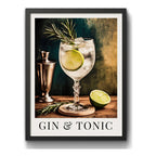 Cuadro Gin & Tonic Drink Cóctel Bebida Cocina Bar Pub Marco Negro
