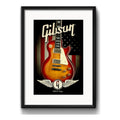 Cuadro Gibson Guitarra Musica Rock Decoracion Con Paspartú Marco Negro
