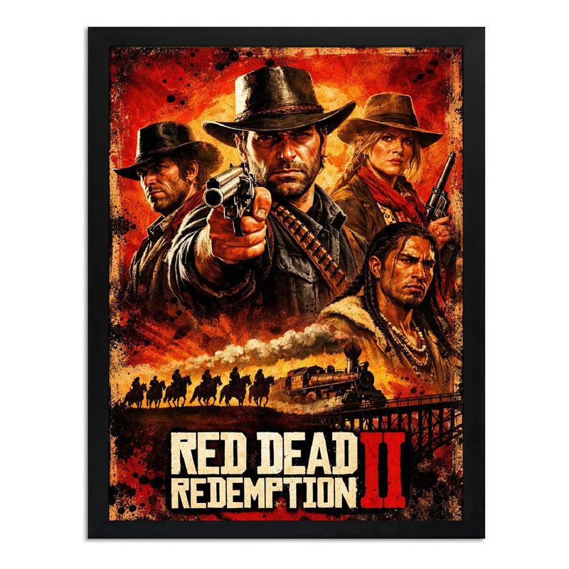 Cuadro Red Dead Redemption 2 Videojuego Ps Game Decoracion Marco Negro
