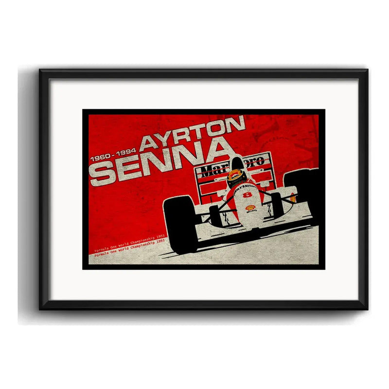 Cuadro Ayrton Senna Piloto Formula 1 Decoración Con Paspartu Ayrton Senna 2 Con Marco Negro