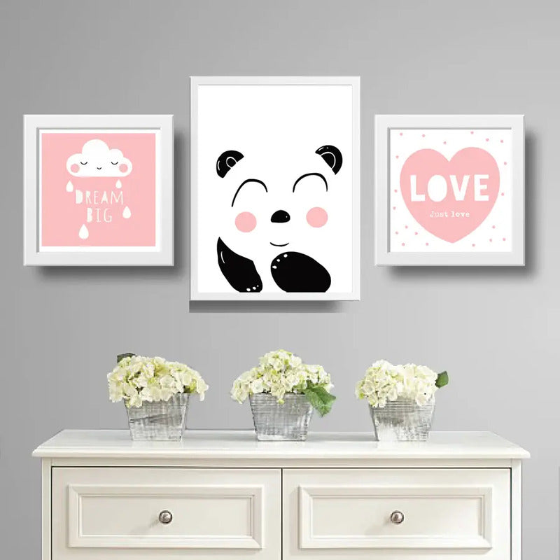 Set 3 Cuadros Dream Big Frase Luna Star Dormitorio Infantil