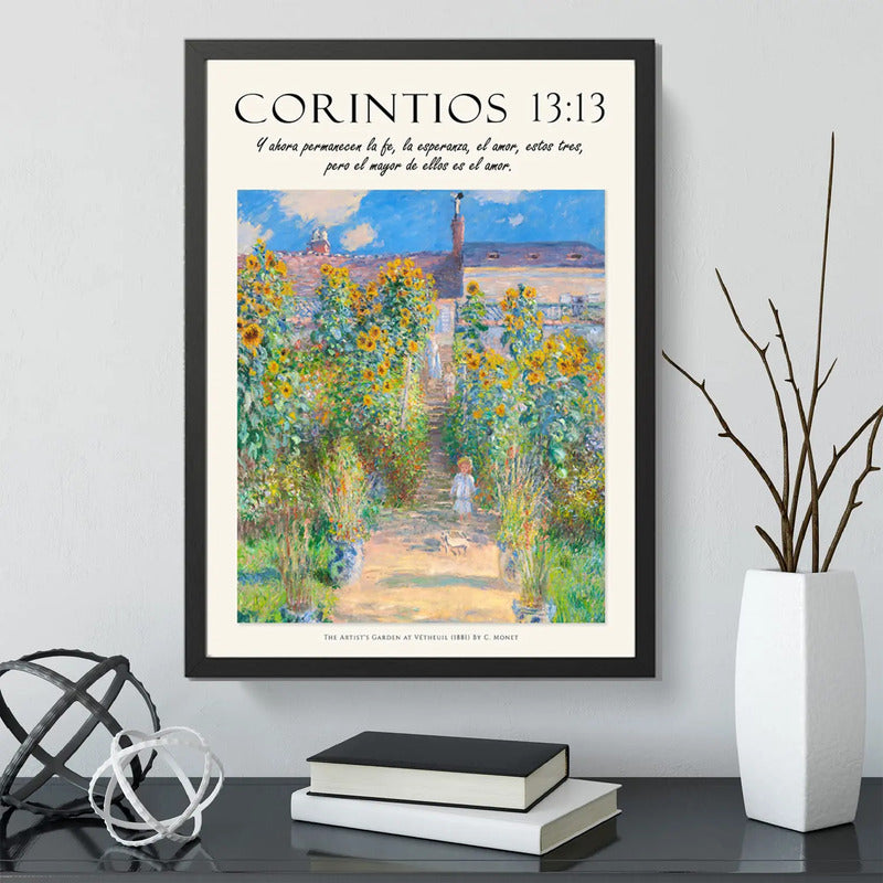 Cuadro Dormitorio Living Versiculo Biblia Corintios 13 Monet Marco Negro