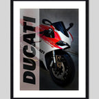 Cuadro Moto Ducati Motocicleta Arte Modelo Marca Decoracion Ducati Blanca Y Roja Marco Negro