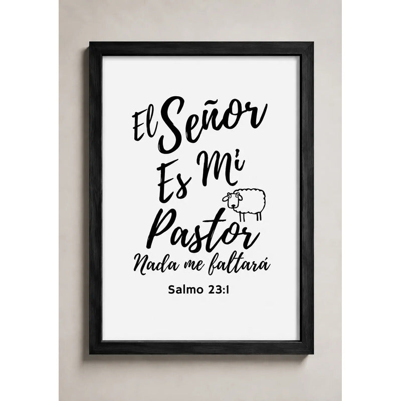Cuadro Versiculo Biblia Salmo 23 El Señor Es Mi Pastor Dios Marco Negro