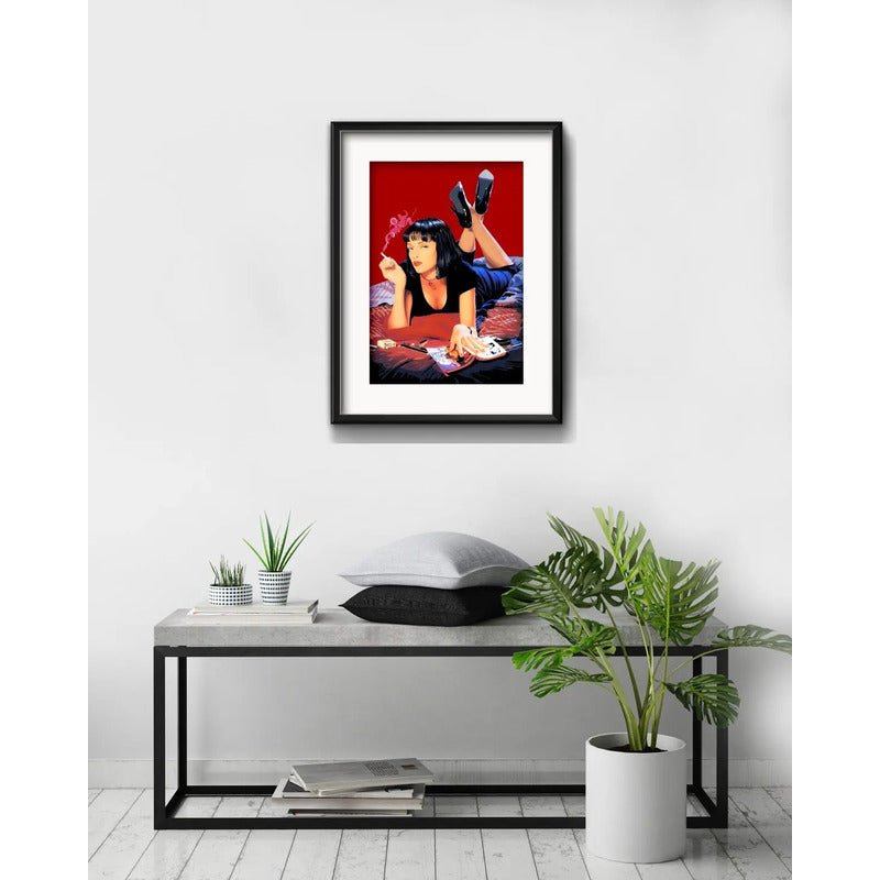 Cuadro Pulp Fiction Pelicula Tarantino 53x43cm Con Paspartú Marco Negro