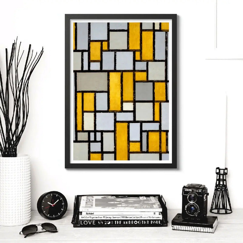Cuadro Piet Mondrian Arte Modernismo Obras Decoracion Composition With Grid 1 Con Marco Negro